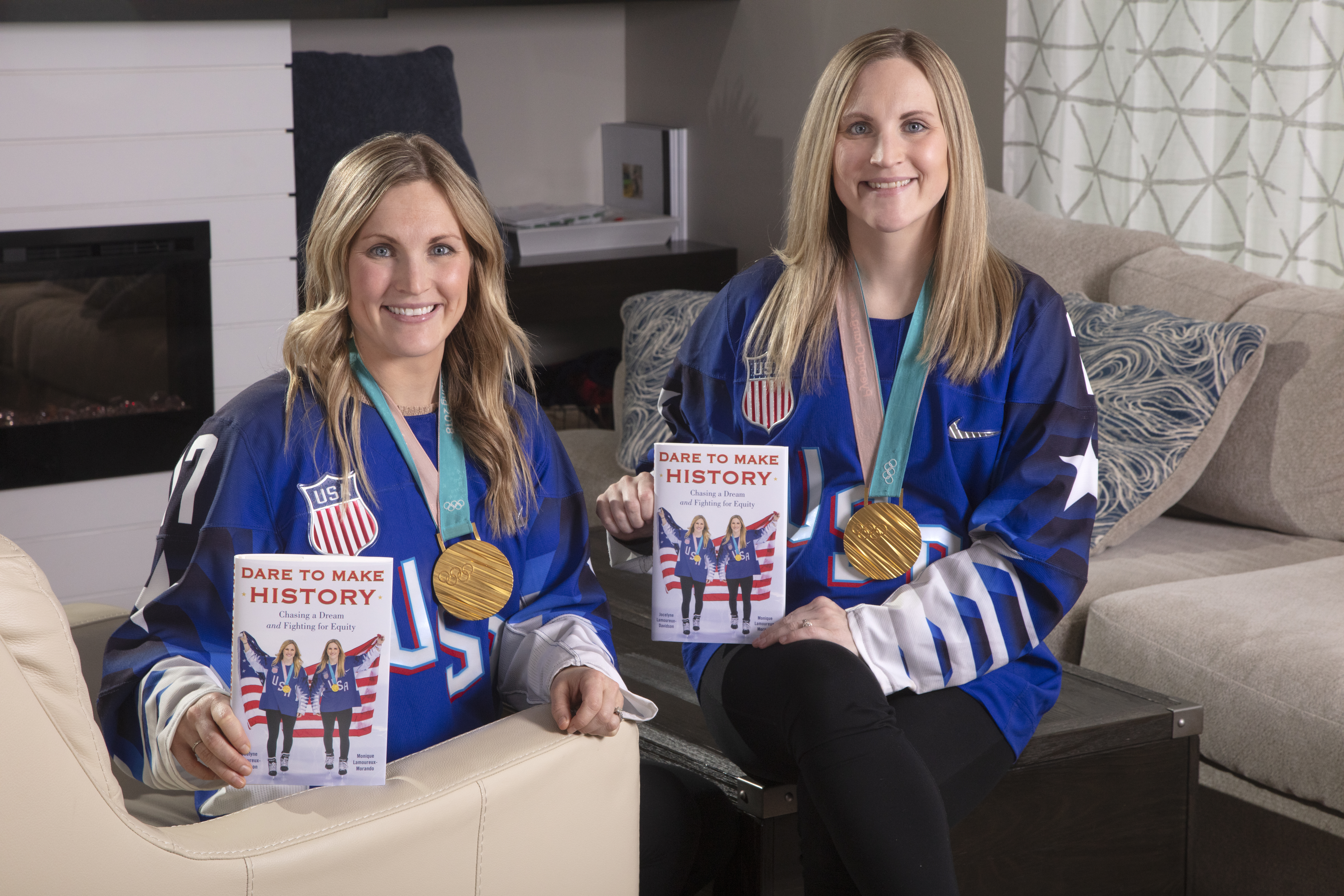 Olympic Gold Lamoureux Twins with Michele Lamoureux